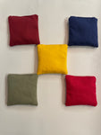 From top left- Maroon, Blue, Yellow, Olive Green, Red